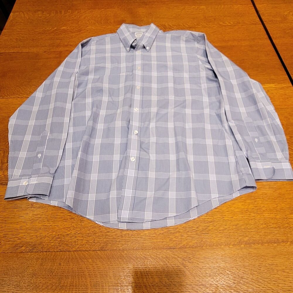 Brooks Brothers Regent Shirt 100% Supima Cotton Blue White Plaid